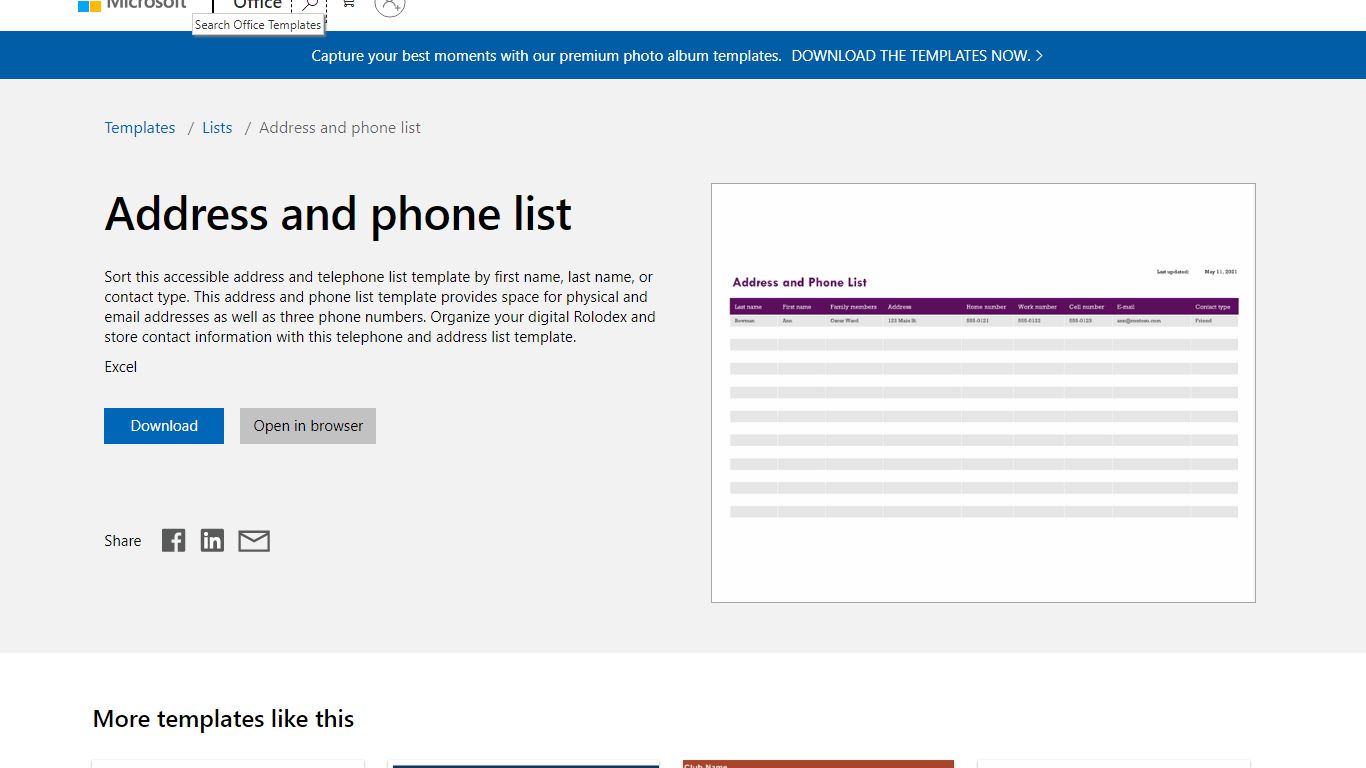 Address and phone list - templates.office.com